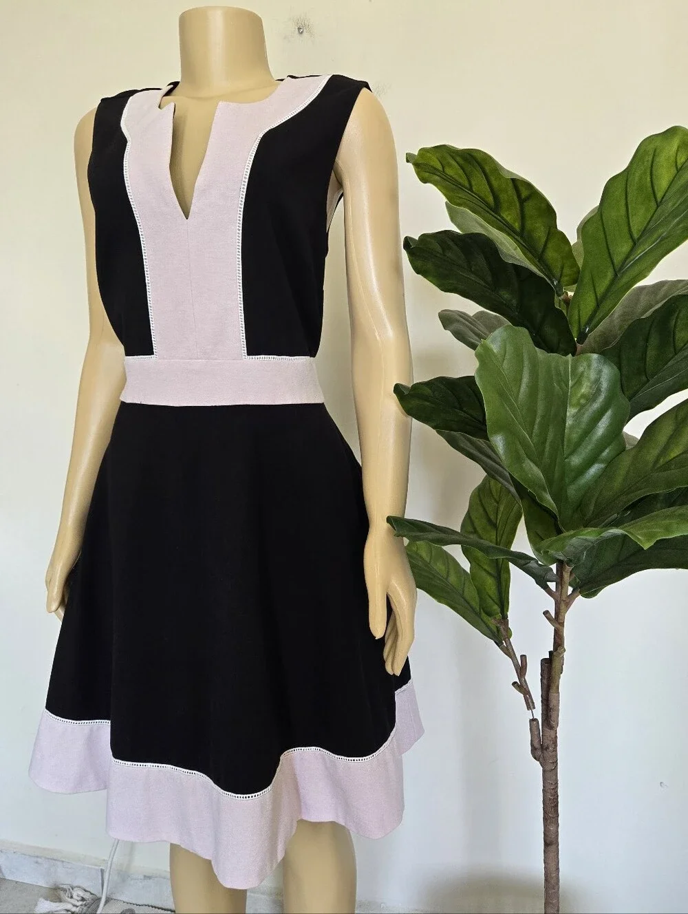 Kate Spade Colorblock Ponte Dress Black Pink Size 12 Women's